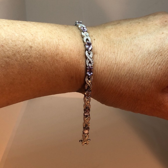 Genuine Amethyst/Diamond Infinity Bracelet - Picture 10 of 14